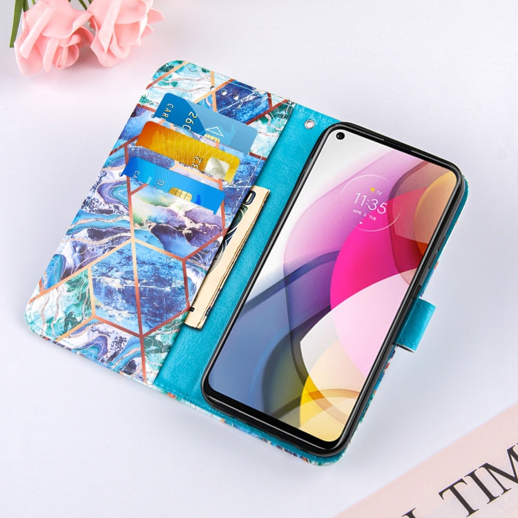 For Motorola Moto G Stylus (2021) Marble Stitching Horizontal Flip PU Leather Case with Holder & Card Slots & Wallet & Lanyard