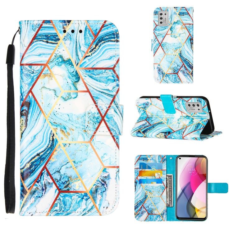 For Motorola Moto G Stylus (2021) Marble Stitching Horizontal Flip PU Leather Case with Holder & Card Slots & Wallet & Lanyard