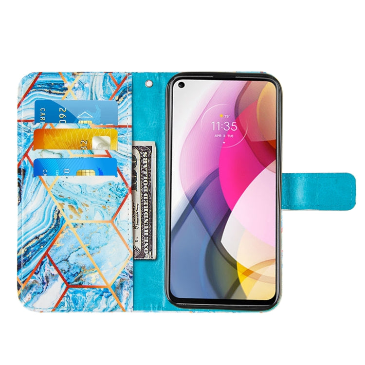 For Motorola Moto G Stylus (2021) Marble Stitching Horizontal Flip PU Leather Case with Holder & Card Slots & Wallet & Lanyard