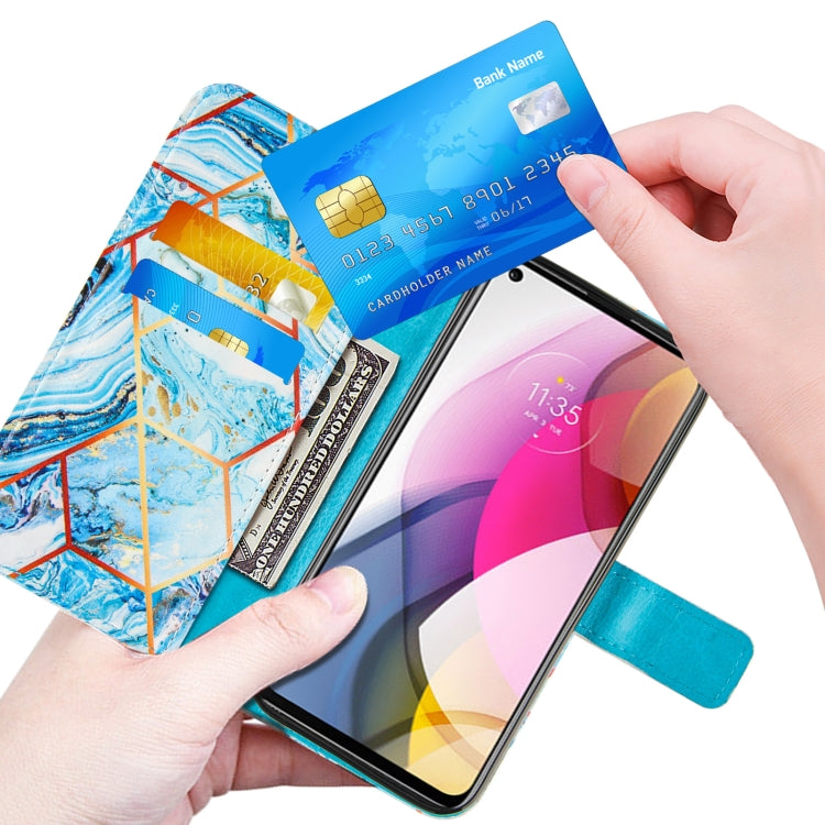 For Motorola Moto G Stylus (2021) Marble Stitching Horizontal Flip PU Leather Case with Holder & Card Slots & Wallet & Lanyard
