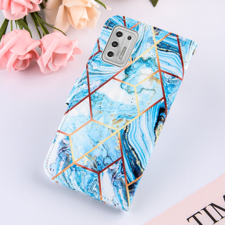 For Motorola Moto G Stylus (2021) Marble Stitching Horizontal Flip PU Leather Case with Holder & Card Slots & Wallet & Lanyard
