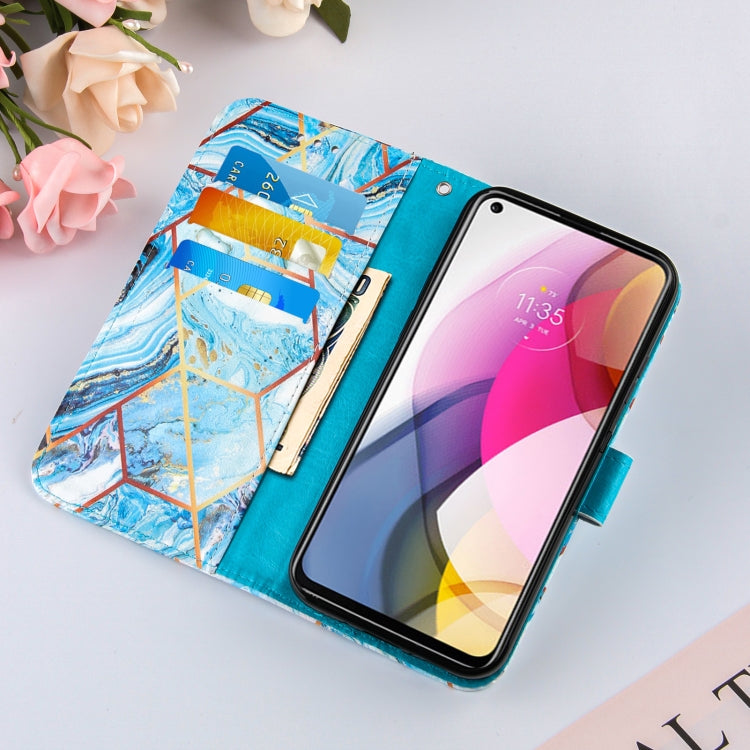 For Motorola Moto G Stylus (2021) Marble Stitching Horizontal Flip PU Leather Case with Holder & Card Slots & Wallet & Lanyard