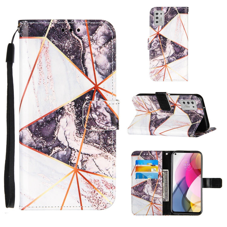 For Motorola Moto G Stylus (2021) Marble Stitching Horizontal Flip PU Leather Case with Holder & Card Slots & Wallet & Lanyard