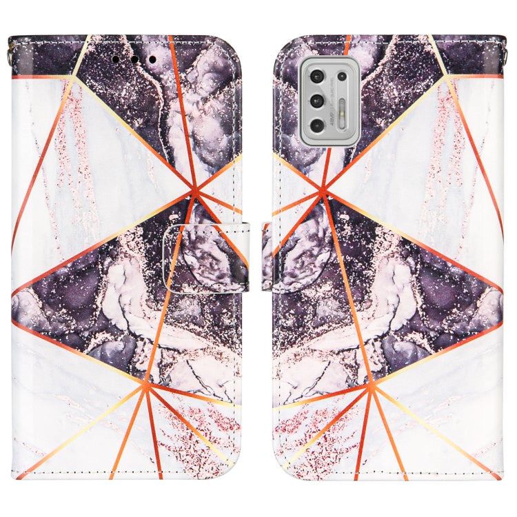 For Motorola Moto G Stylus (2021) Marble Stitching Horizontal Flip PU Leather Case with Holder & Card Slots & Wallet & Lanyard