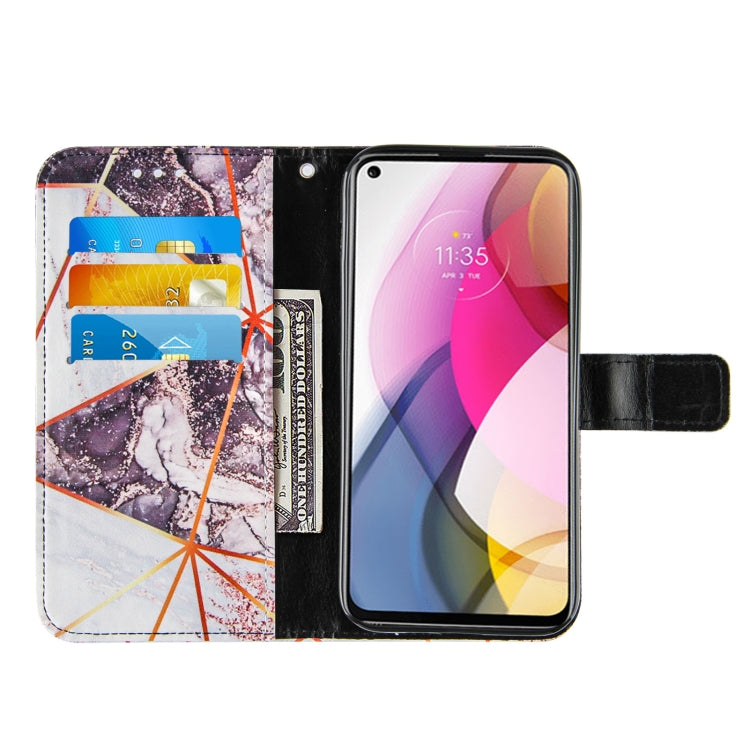 For Motorola Moto G Stylus (2021) Marble Stitching Horizontal Flip PU Leather Case with Holder & Card Slots & Wallet & Lanyard