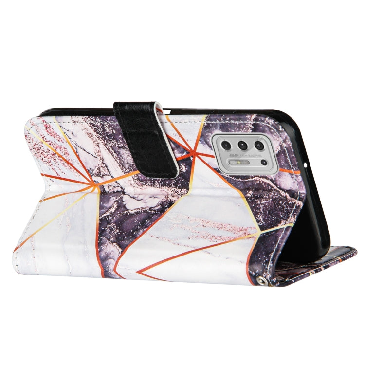 For Motorola Moto G Stylus (2021) Marble Stitching Horizontal Flip PU Leather Case with Holder & Card Slots & Wallet & Lanyard