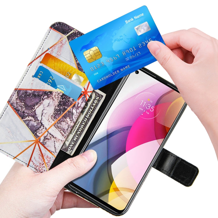 For Motorola Moto G Stylus (2021) Marble Stitching Horizontal Flip PU Leather Case with Holder & Card Slots & Wallet & Lanyard