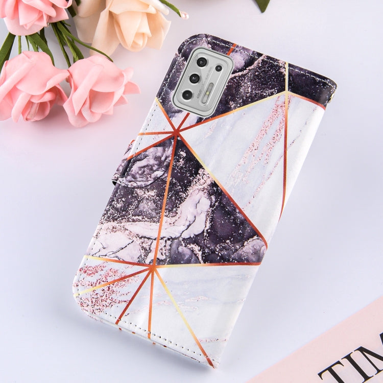 For Motorola Moto G Stylus (2021) Marble Stitching Horizontal Flip PU Leather Case with Holder & Card Slots & Wallet & Lanyard