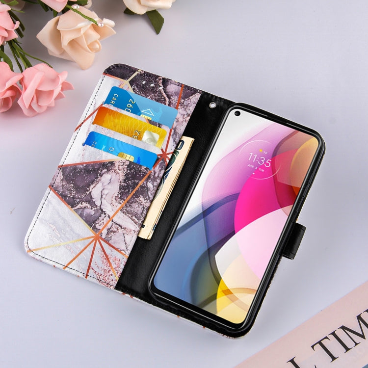 For Motorola Moto G Stylus (2021) Marble Stitching Horizontal Flip PU Leather Case with Holder & Card Slots & Wallet & Lanyard