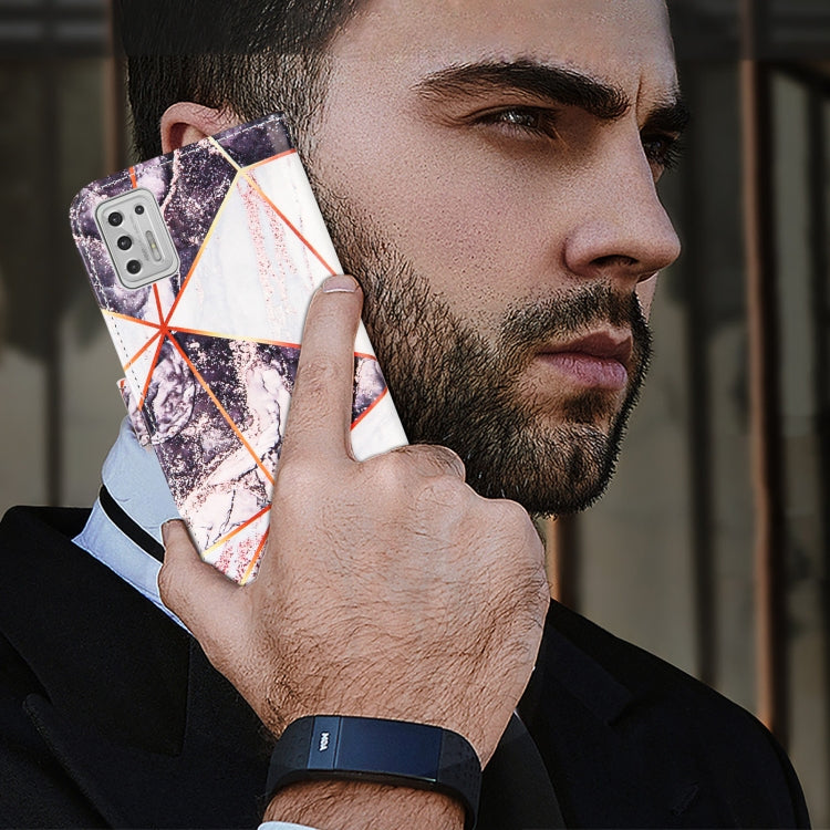 For Motorola Moto G Stylus (2021) Marble Stitching Horizontal Flip PU Leather Case with Holder & Card Slots & Wallet & Lanyard