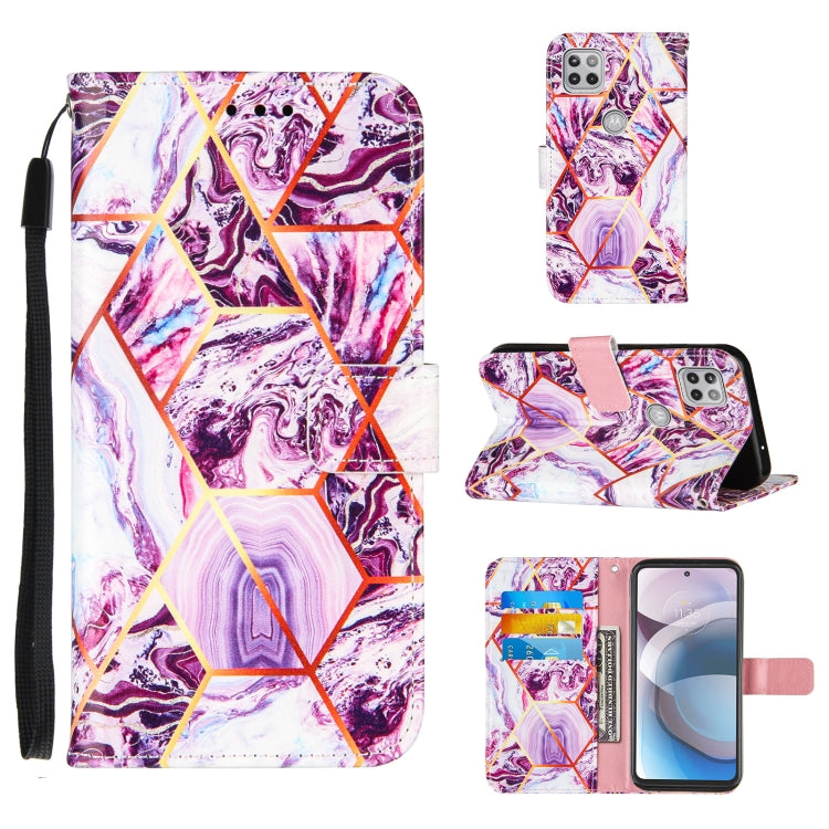 For Motorola Moto One 5G Ace Marble Stitching Horizontal Flip PU Leather Case with Holder & Card Slots & Wallet & Lanyard