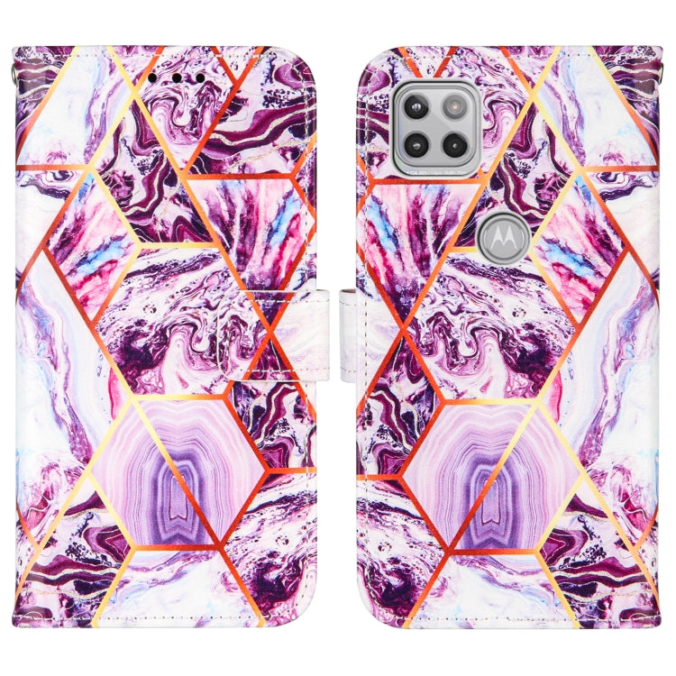 For Motorola Moto One 5G Ace Marble Stitching Horizontal Flip PU Leather Case with Holder & Card Slots & Wallet & Lanyard