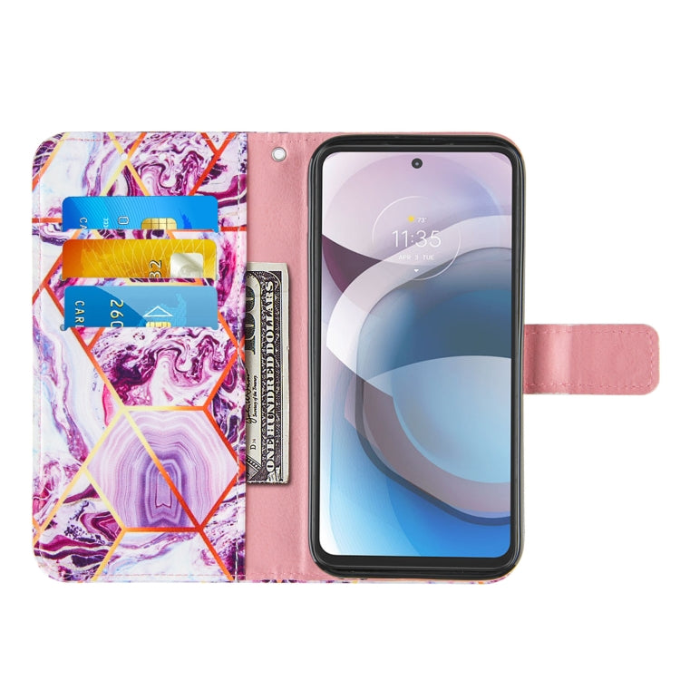 For Motorola Moto One 5G Ace Marble Stitching Horizontal Flip PU Leather Case with Holder & Card Slots & Wallet & Lanyard