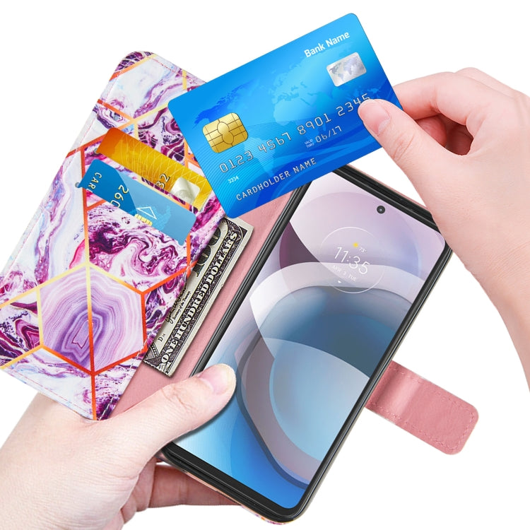 For Motorola Moto One 5G Ace Marble Stitching Horizontal Flip PU Leather Case with Holder & Card Slots & Wallet & Lanyard