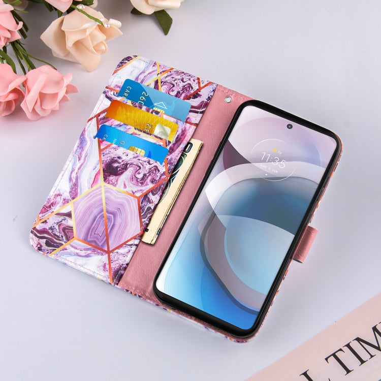 For Motorola Moto One 5G Ace Marble Stitching Horizontal Flip PU Leather Case with Holder & Card Slots & Wallet & Lanyard
