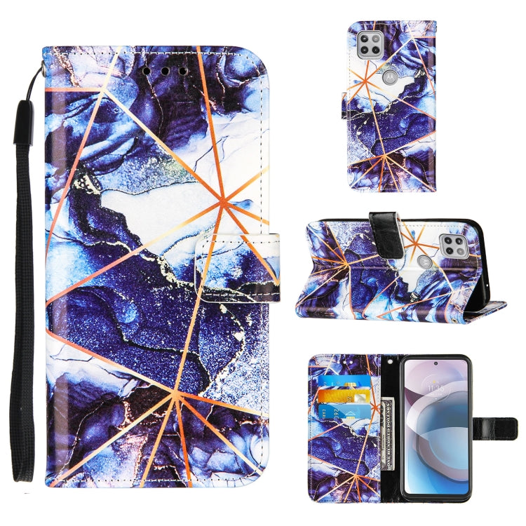 For Motorola Moto One 5G Ace Marble Stitching Horizontal Flip PU Leather Case with Holder & Card Slots & Wallet & Lanyard