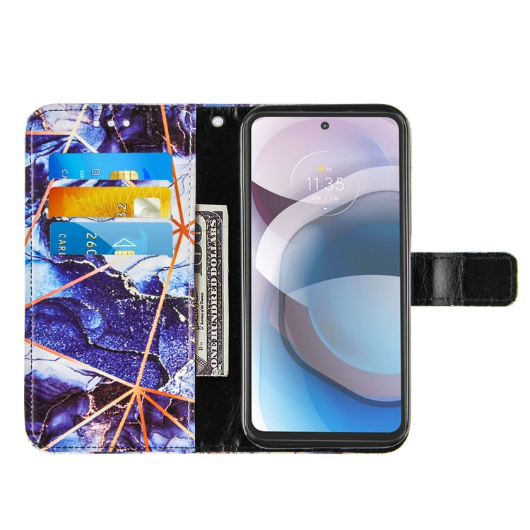 For Motorola Moto One 5G Ace Marble Stitching Horizontal Flip PU Leather Case with Holder & Card Slots & Wallet & Lanyard