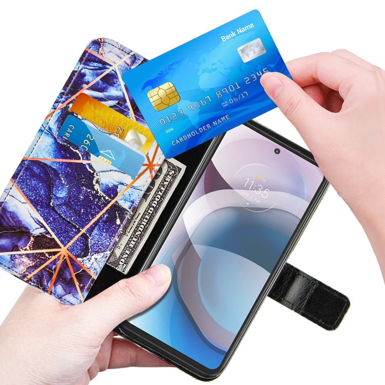 For Motorola Moto One 5G Ace Marble Stitching Horizontal Flip PU Leather Case with Holder & Card Slots & Wallet & Lanyard