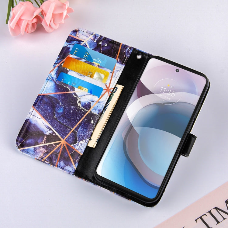 For Motorola Moto One 5G Ace Marble Stitching Horizontal Flip PU Leather Case with Holder & Card Slots & Wallet & Lanyard