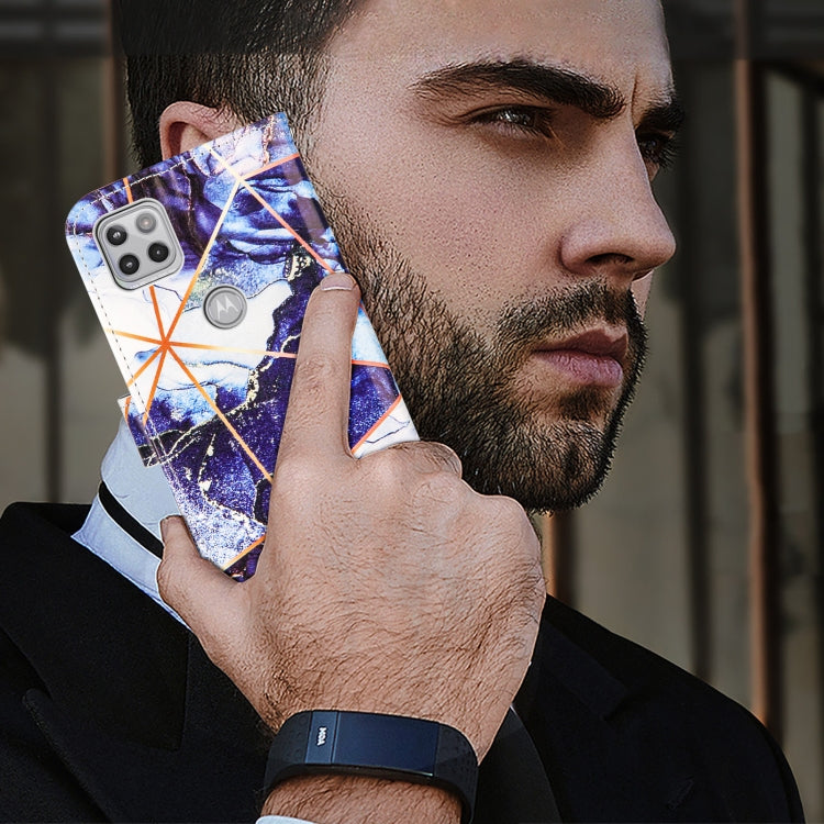 For Motorola Moto One 5G Ace Marble Stitching Horizontal Flip PU Leather Case with Holder & Card Slots & Wallet & Lanyard