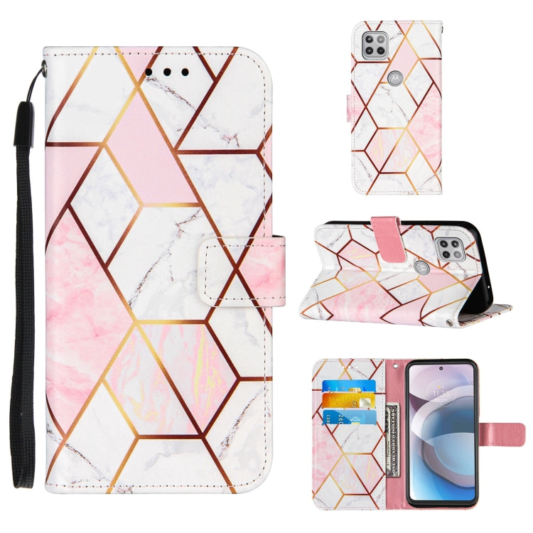 For Motorola Moto One 5G Ace Marble Stitching Horizontal Flip PU Leather Case with Holder & Card Slots & Wallet & Lanyard
