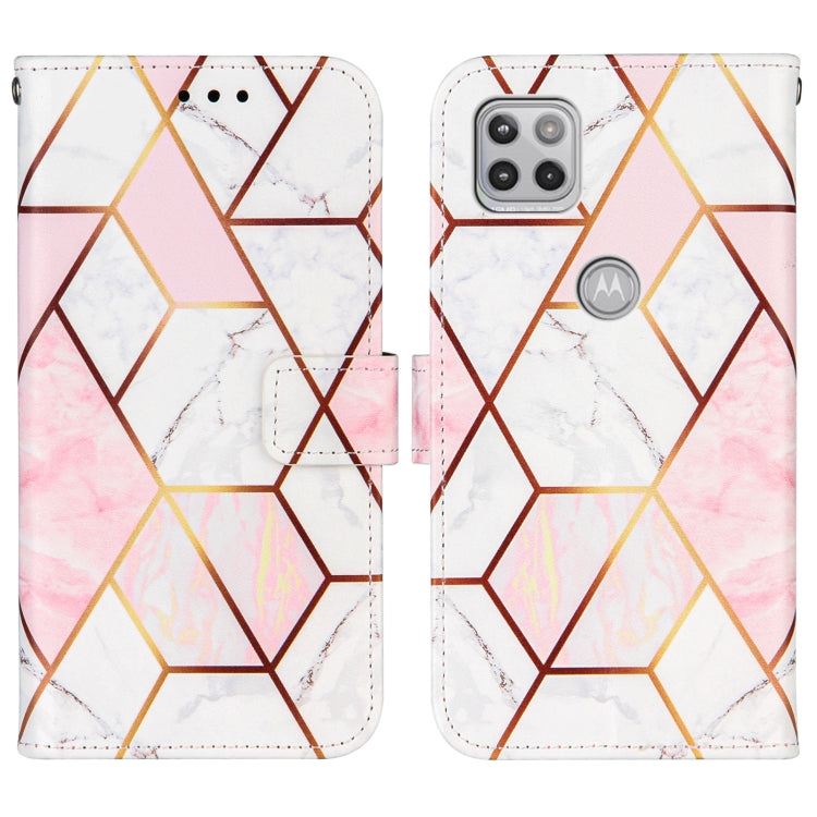 For Motorola Moto One 5G Ace Marble Stitching Horizontal Flip PU Leather Case with Holder & Card Slots & Wallet & Lanyard