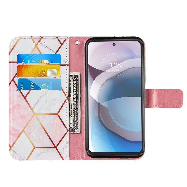 For Motorola Moto One 5G Ace Marble Stitching Horizontal Flip PU Leather Case with Holder & Card Slots & Wallet & Lanyard