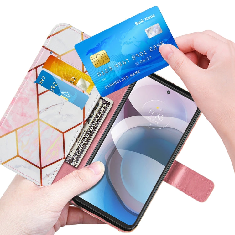 For Motorola Moto One 5G Ace Marble Stitching Horizontal Flip PU Leather Case with Holder & Card Slots & Wallet & Lanyard