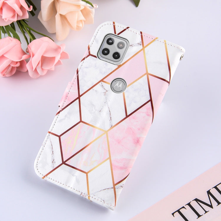 For Motorola Moto One 5G Ace Marble Stitching Horizontal Flip PU Leather Case with Holder & Card Slots & Wallet & Lanyard