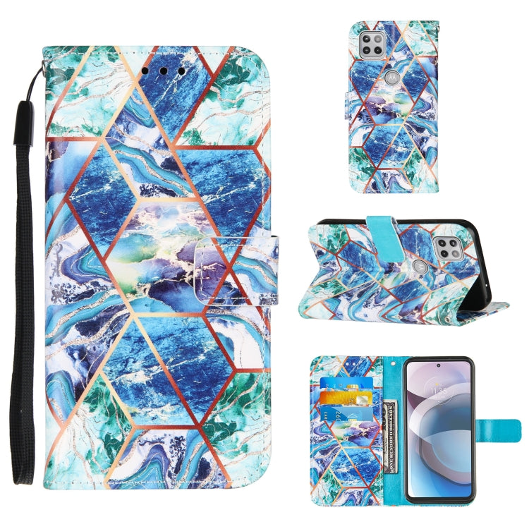 For Motorola Moto One 5G Ace Marble Stitching Horizontal Flip PU Leather Case with Holder & Card Slots & Wallet & Lanyard