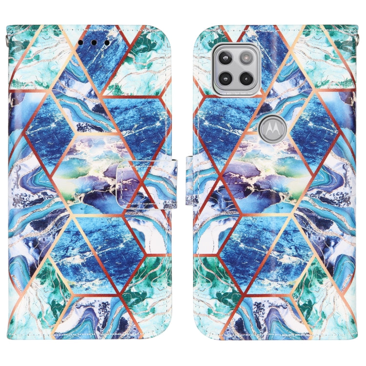 For Motorola Moto One 5G Ace Marble Stitching Horizontal Flip PU Leather Case with Holder & Card Slots & Wallet & Lanyard