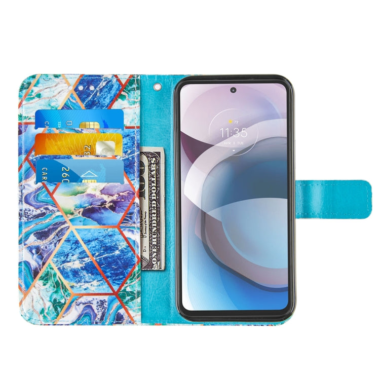 For Motorola Moto One 5G Ace Marble Stitching Horizontal Flip PU Leather Case with Holder & Card Slots & Wallet & Lanyard