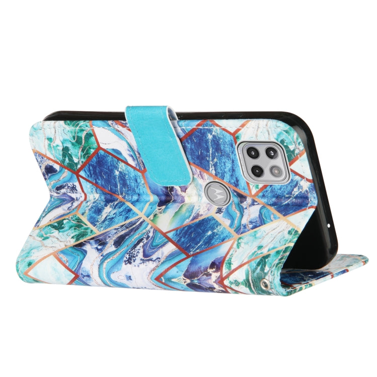 For Motorola Moto One 5G Ace Marble Stitching Horizontal Flip PU Leather Case with Holder & Card Slots & Wallet & Lanyard