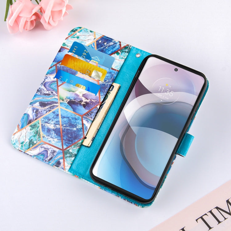 For Motorola Moto One 5G Ace Marble Stitching Horizontal Flip PU Leather Case with Holder & Card Slots & Wallet & Lanyard