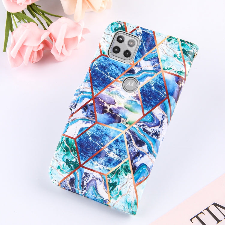 For Motorola Moto One 5G Ace Marble Stitching Horizontal Flip PU Leather Case with Holder & Card Slots & Wallet & Lanyard
