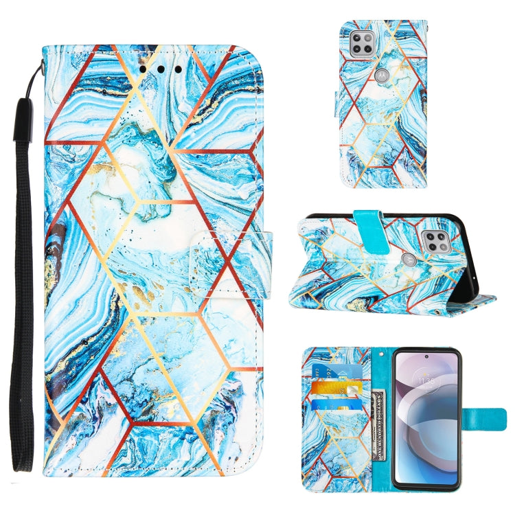 For Motorola Moto One 5G Ace Marble Stitching Horizontal Flip PU Leather Case with Holder & Card Slots & Wallet & Lanyard