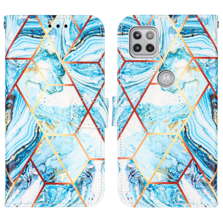 For Motorola Moto One 5G Ace Marble Stitching Horizontal Flip PU Leather Case with Holder & Card Slots & Wallet & Lanyard