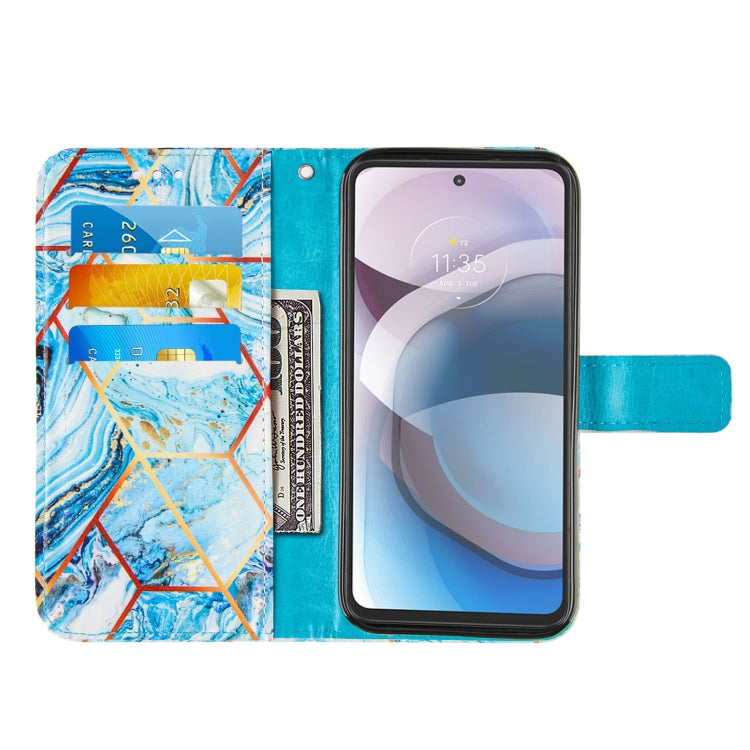 For Motorola Moto One 5G Ace Marble Stitching Horizontal Flip PU Leather Case with Holder & Card Slots & Wallet & Lanyard