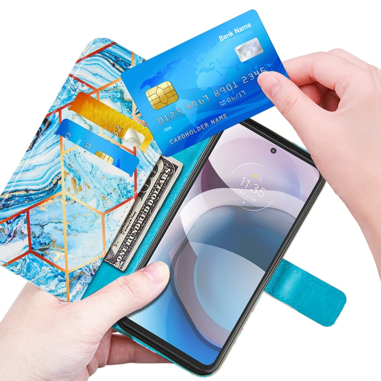 For Motorola Moto One 5G Ace Marble Stitching Horizontal Flip PU Leather Case with Holder & Card Slots & Wallet & Lanyard