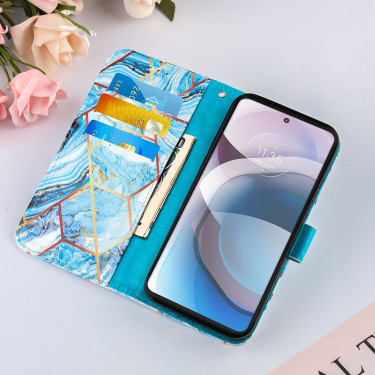 For Motorola Moto One 5G Ace Marble Stitching Horizontal Flip PU Leather Case with Holder & Card Slots & Wallet & Lanyard