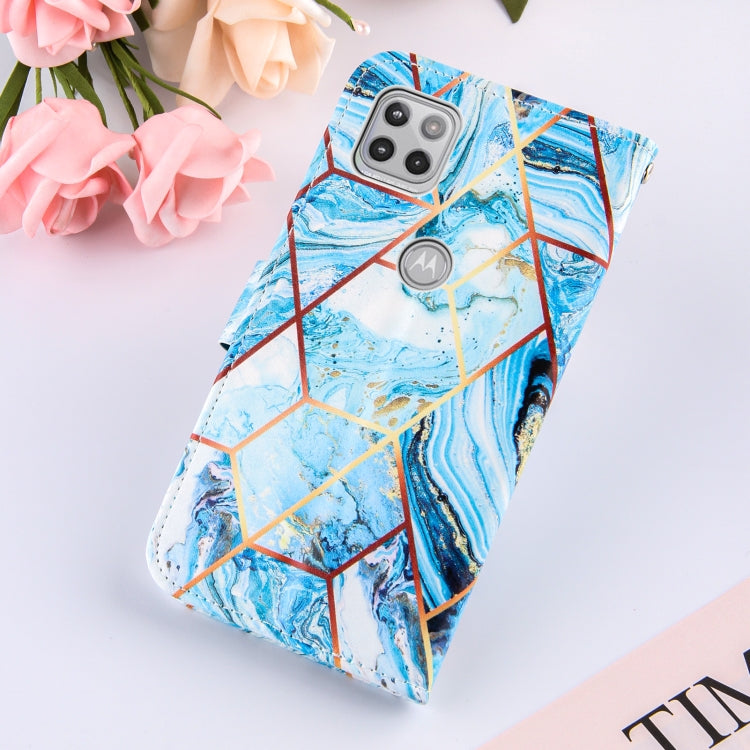 For Motorola Moto One 5G Ace Marble Stitching Horizontal Flip PU Leather Case with Holder & Card Slots & Wallet & Lanyard