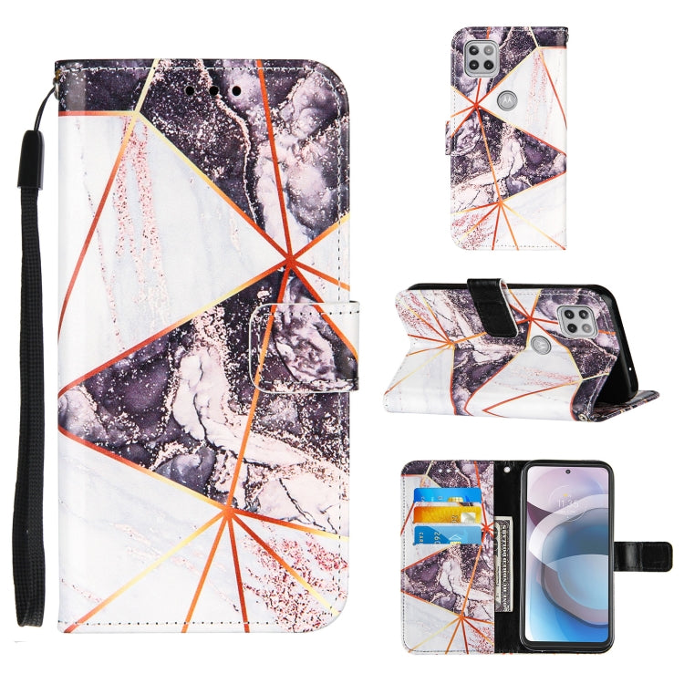 For Motorola Moto One 5G Ace Marble Stitching Horizontal Flip PU Leather Case with Holder & Card Slots & Wallet & Lanyard