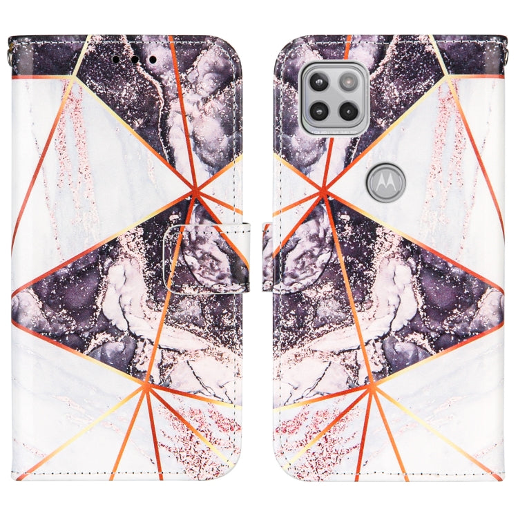 For Motorola Moto One 5G Ace Marble Stitching Horizontal Flip PU Leather Case with Holder & Card Slots & Wallet & Lanyard