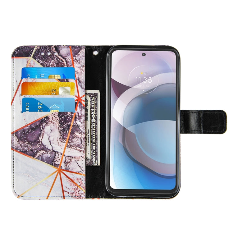 For Motorola Moto One 5G Ace Marble Stitching Horizontal Flip PU Leather Case with Holder & Card Slots & Wallet & Lanyard