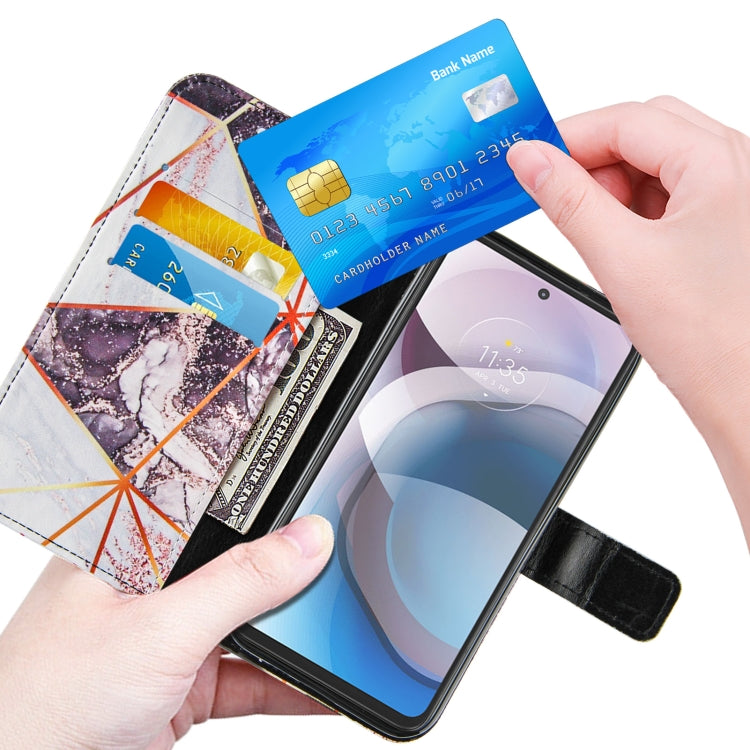 For Motorola Moto One 5G Ace Marble Stitching Horizontal Flip PU Leather Case with Holder & Card Slots & Wallet & Lanyard
