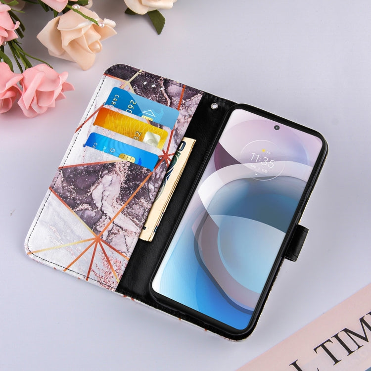 For Motorola Moto One 5G Ace Marble Stitching Horizontal Flip PU Leather Case with Holder & Card Slots & Wallet & Lanyard
