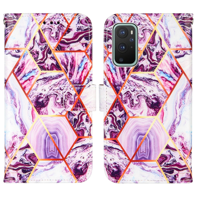 For OnePlus 9 Marble Stitching Horizontal Flip PU Leather Case with Holder & Card Slots & Wallet & Lanyard