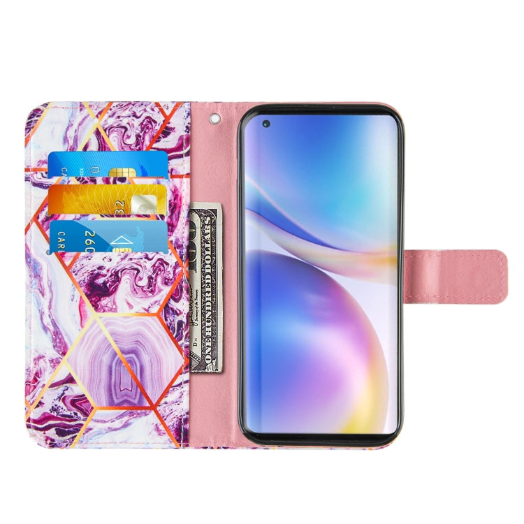 For OnePlus 9 Marble Stitching Horizontal Flip PU Leather Case with Holder & Card Slots & Wallet & Lanyard