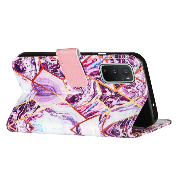 For OnePlus 9 Marble Stitching Horizontal Flip PU Leather Case with Holder & Card Slots & Wallet & Lanyard