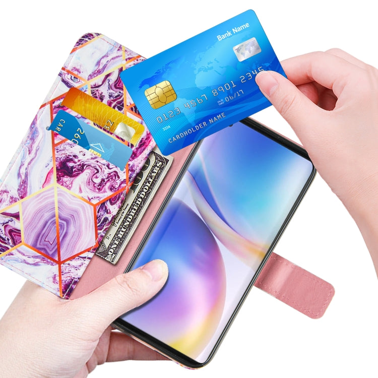 For OnePlus 9 Marble Stitching Horizontal Flip PU Leather Case with Holder & Card Slots & Wallet & Lanyard